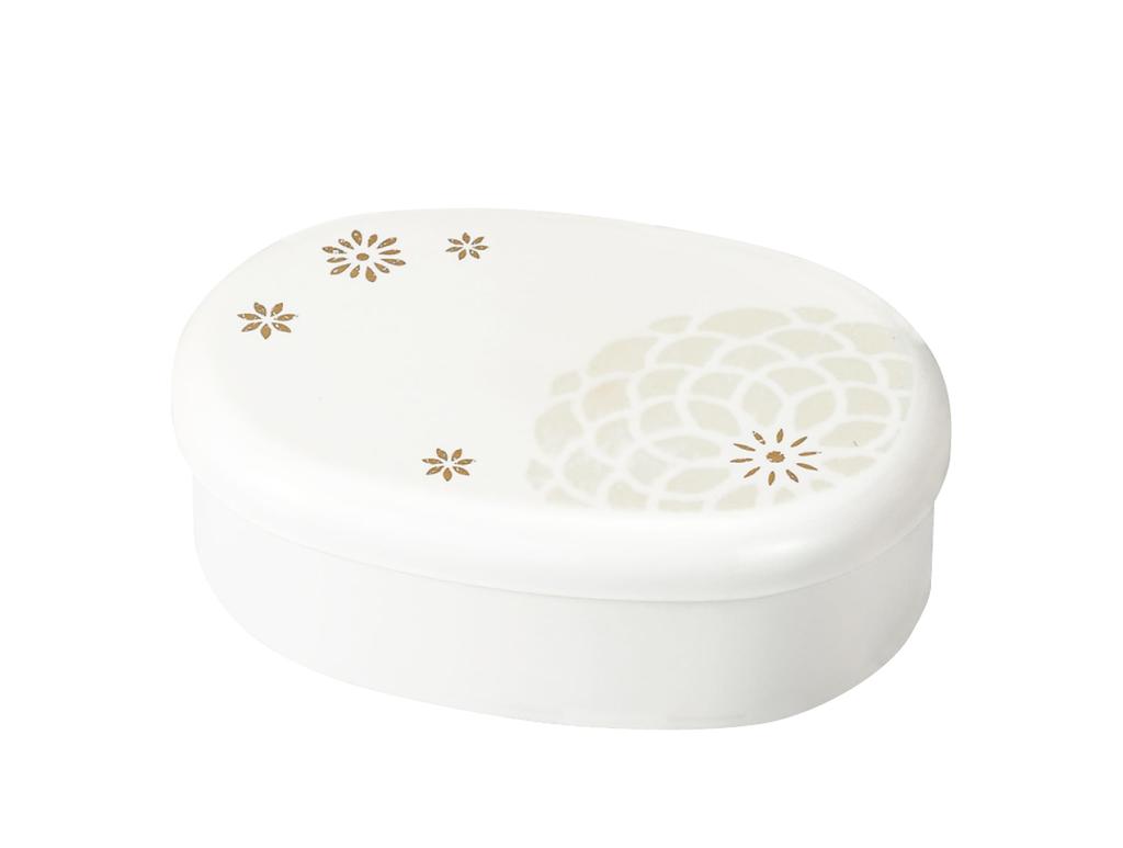 Tatsumiya Pearl Hyakka Oval Bento Gray 30549 Single-Tier Box, Hyakka, Size Approx. W16.2 D11.3 H5.9