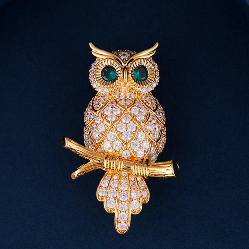 Vintage Crystal Owl Brooches for Women Fashion Insect Lapel Pins Coat Accessories Animal Jewelry Gifts золотой