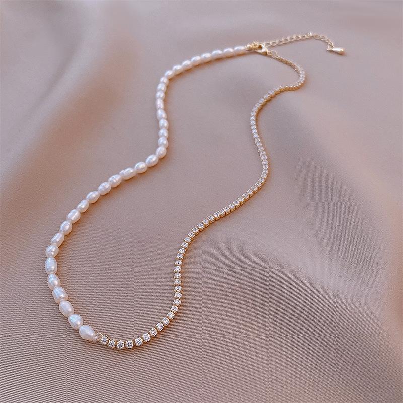 

Best Sell 100% Natural Freshwater Pearl & Shiny Crystal Star 14K Gold Filled Female Splice Necklace For Women Chains