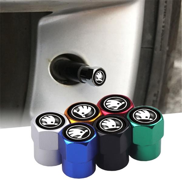 4PCS Car Tire Valve Cover Tire Stem Cover Dust Cover Accessories For Skoda Kodiaq Octavia 2 3 Yeti Karoq Fabia Kamiq A7 A5 Scala usbn43