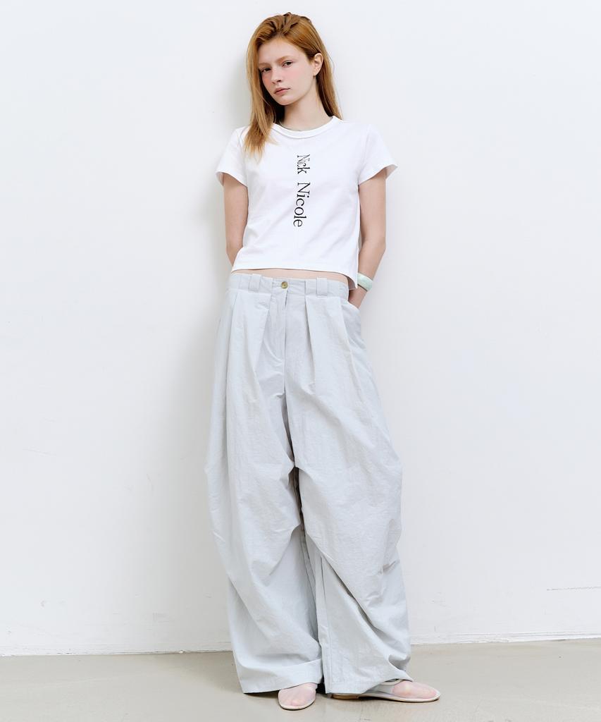 Nigaennikol Volume Tuck Wide Pants_Sky Blue