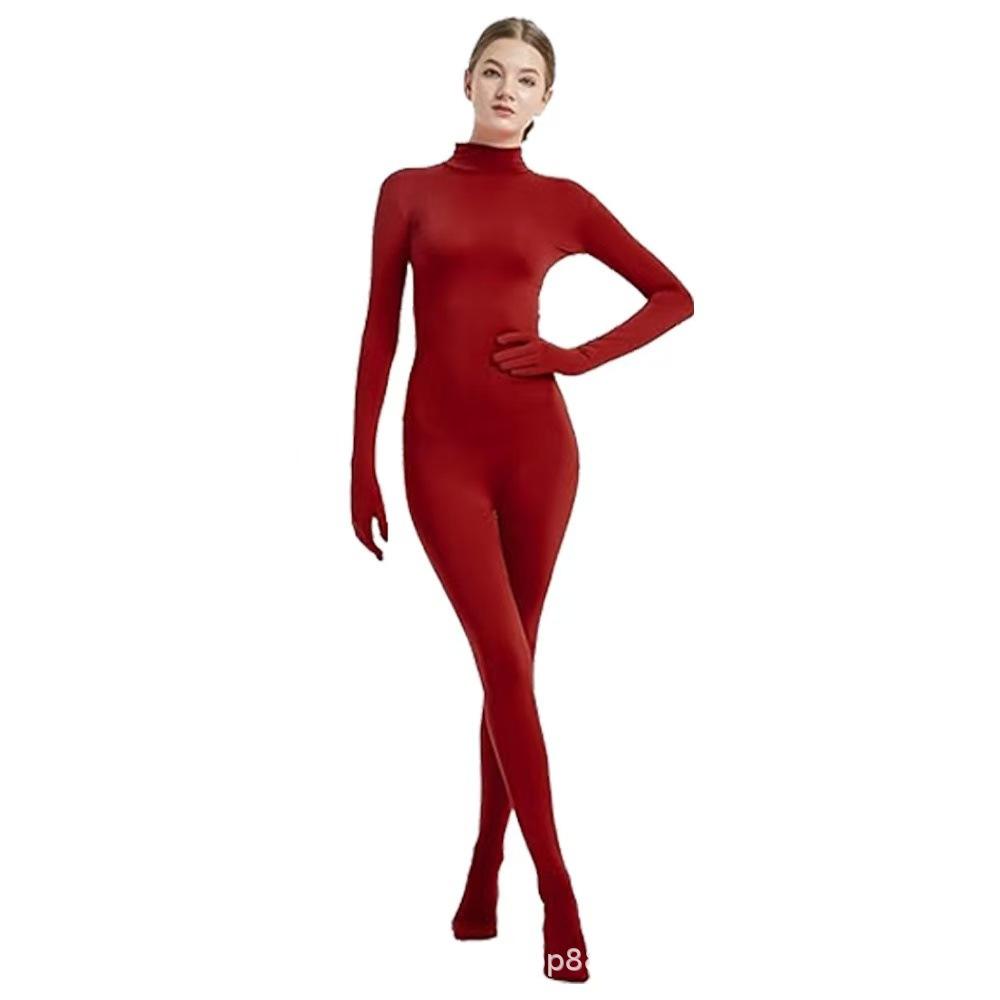 Women's Zentai Solid Color All-inclusive Face-showing Tight Onesie with Hands and Feet Stage Performance Clothes