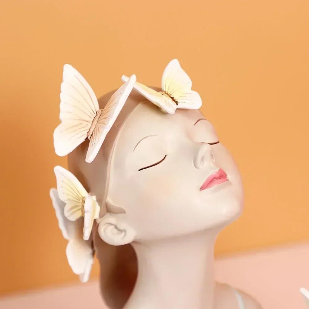 Fashion Butterfly Girl Resin Decorative Ornament Figurines for Interior Desktop Decor Accessories Home Living Room Object