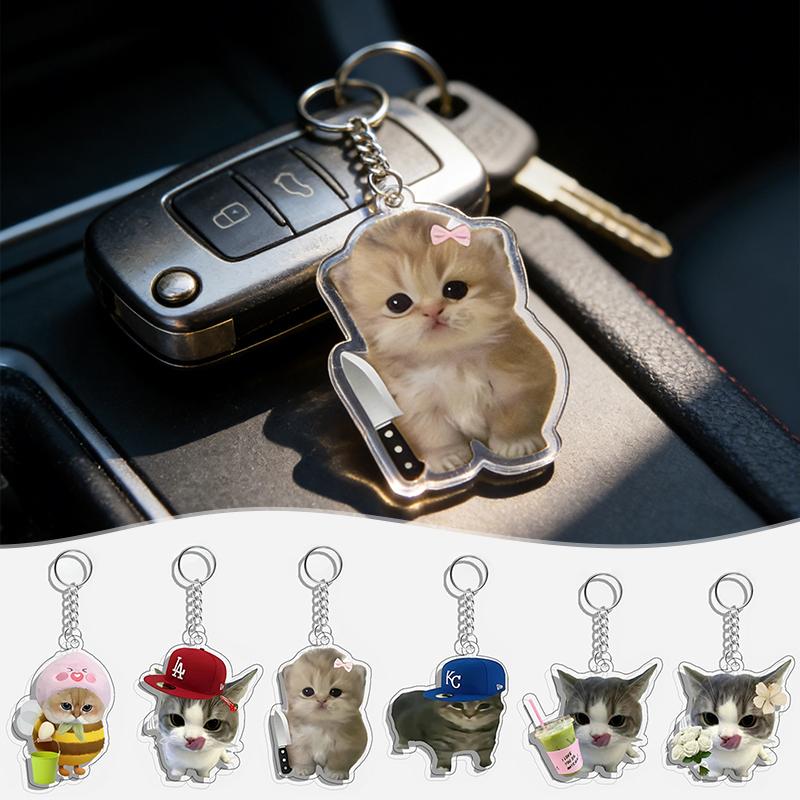 1PC Acrylic Design Keychain Marker Creativity Pendant Fun Party Gift DIY Decoration Cat Keychain Clear