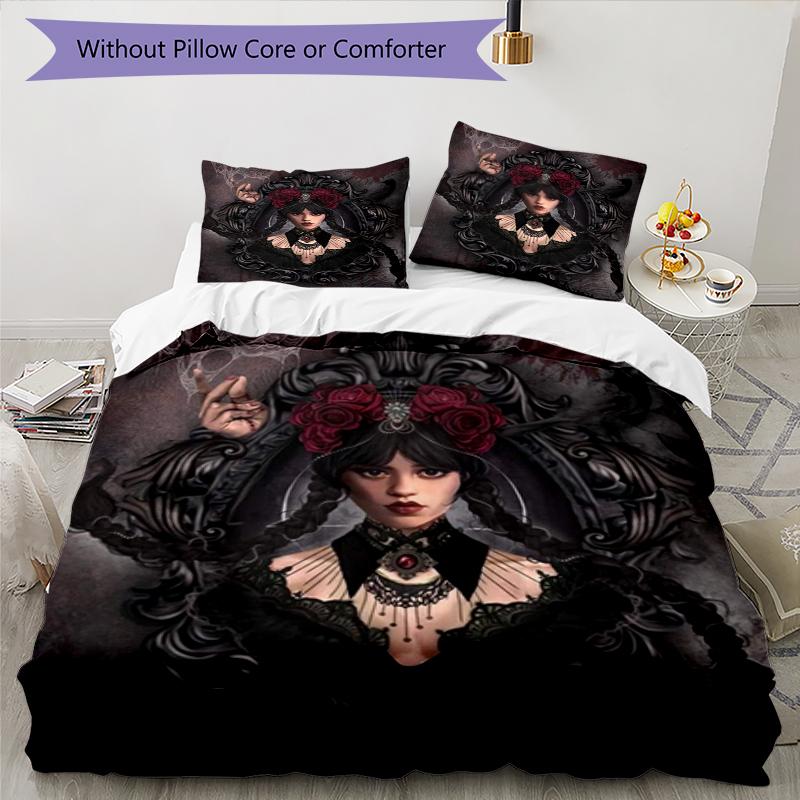 Gothic Portrait Design Bed Bedding Set 1 Duvet Cover + 2 Pillowcases Soft Breathable Household Bed Linens