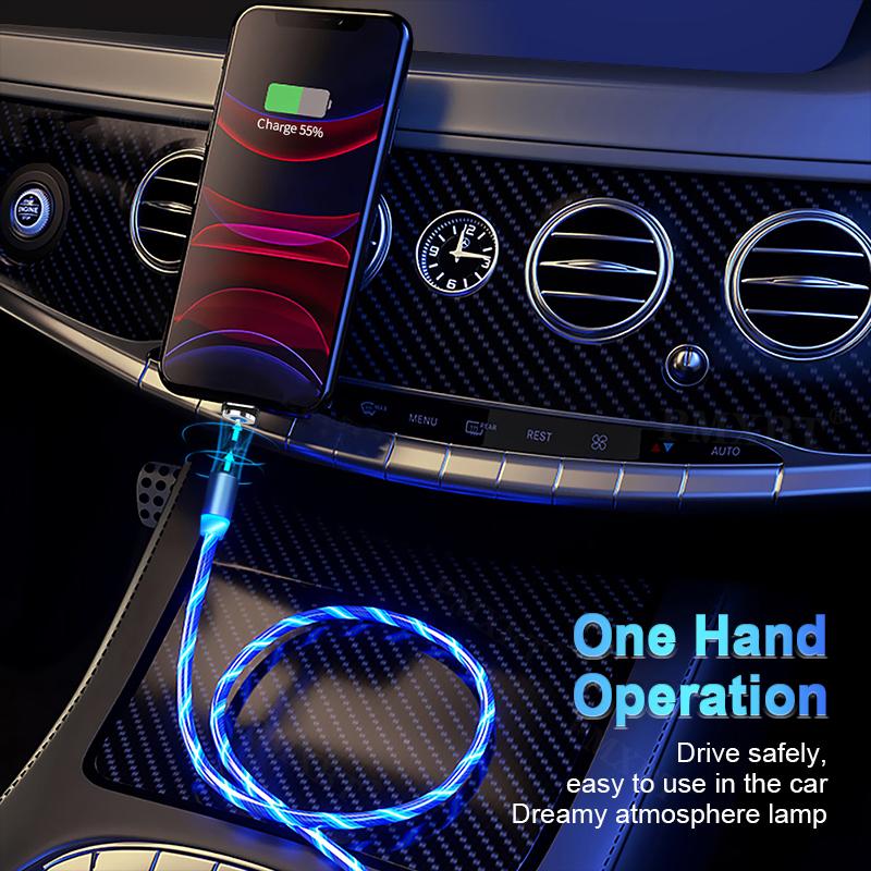 Vloeiende Licht Data Kabel, Magnetische Telefoon Oplaadkabel, Multifunctioneel, Stijlvol en Cool Ontwerp met Ademend Lichteffect