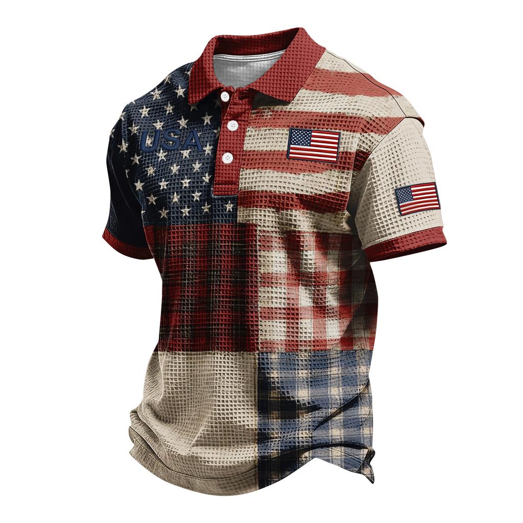 Men's Single Breasted Button Down Short Sleeved Casual And Comfortable Top