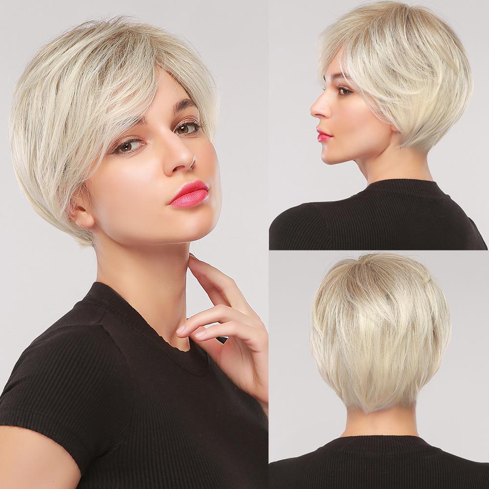 OneNonly Kurze Perücke, Bob, natürlich, blond, Damenperücke, für Damen, täglich, hitzebeständiges Haar