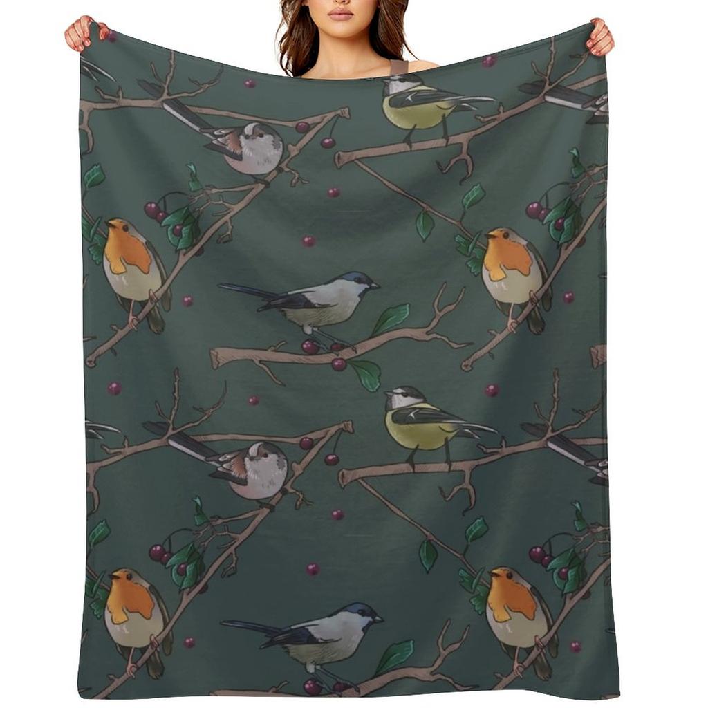 bird pattern Throw Blanket For Baby Cute Furry Flannel Fabric Blankets