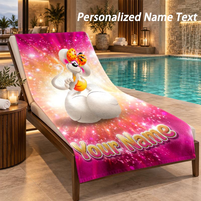 Benutzerdefinierter Text Diddl Druck Strandtuch Großes Handtuch Für Zuhause Badezimmer Strand 70cmx140cm(27x55inch) white