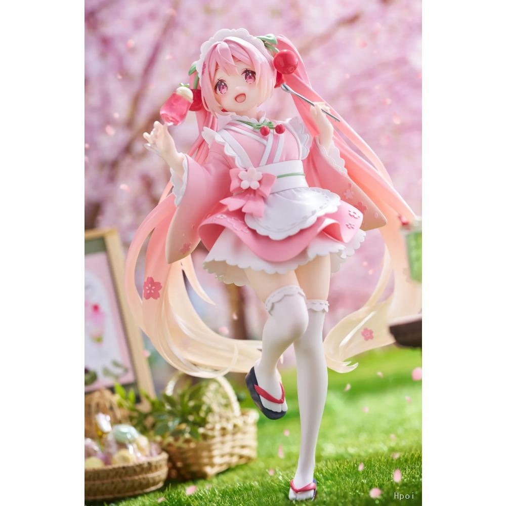 18CM Anime Hatsune Miku Figure Sakura Future Japanese Tea House Waiter Model Toy Gift Collection Action Figure PVC Doll