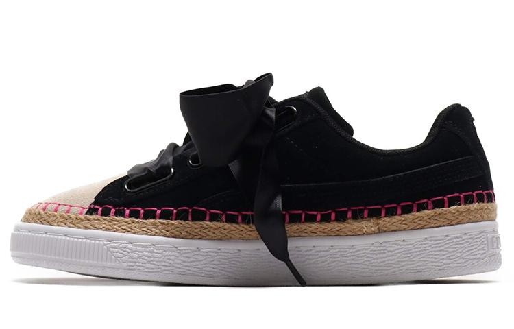 PUMA Suede Heart Sneakerdrille Ribbon Black/Pink Women s 369237-01 38.5
