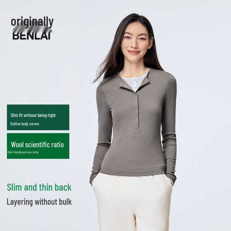 BENLAI Women s Faux Two-Piece Round Neck Fitted Knit T-Shirt XXL