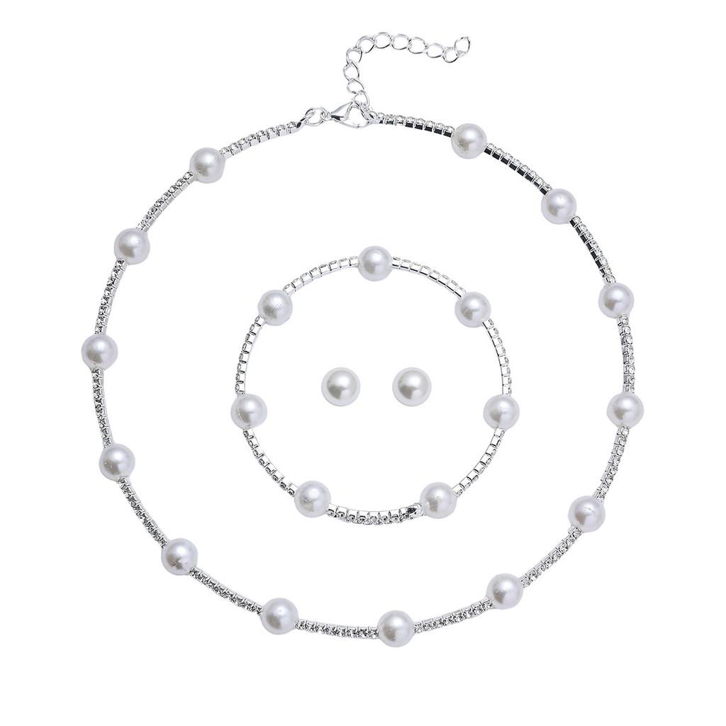 Artificial Pearl Jewelry Set With Cz Diamonds For Elegant Women Spring Collection
