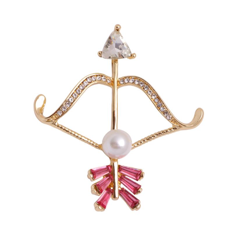 Creative arrow through the heart Pearl brooch Pin Coat accessories Fashion Eros cute gift anti-light corsage buckle