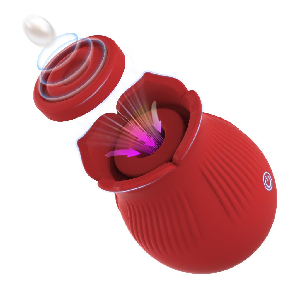 2 IN 1 Rose Flapping Vibrator Detachable Powerful Oral Nipple Clitoris Stimulator G-Spot Massager Sex Toys for Women Female