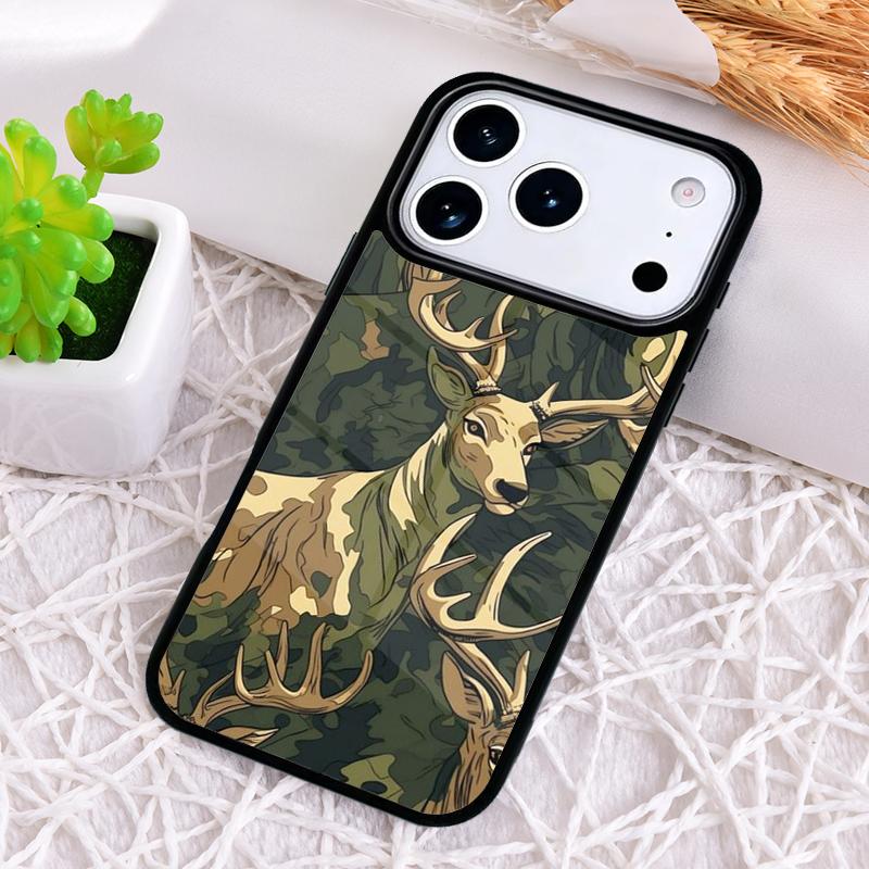 Cool Deer Hunting Camo Phone Case for iPhone 17 Air 16 15 11 12 14 13 Pro Max Shockproof Cover