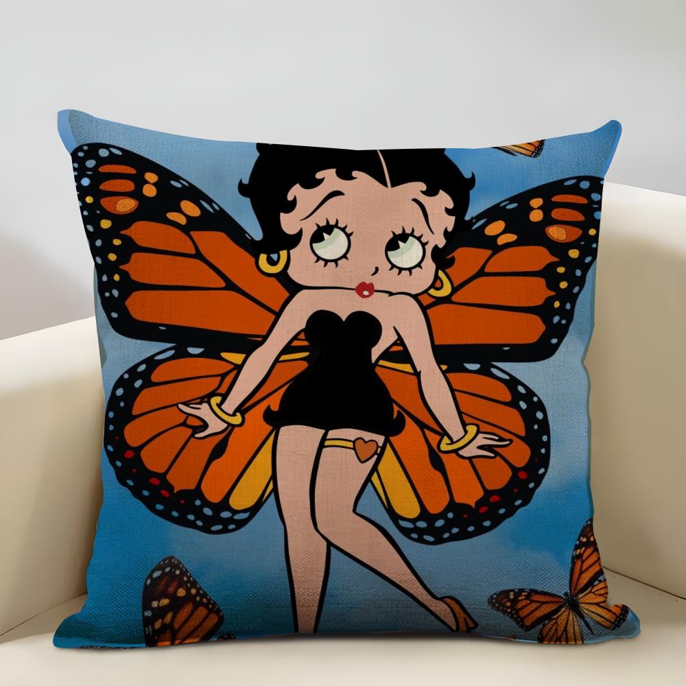 Betty Boop Cushion Cover Household Decoration Linen Sofa Cushion Cover: Skin-Friendly & Breathable with Invisible Zipper