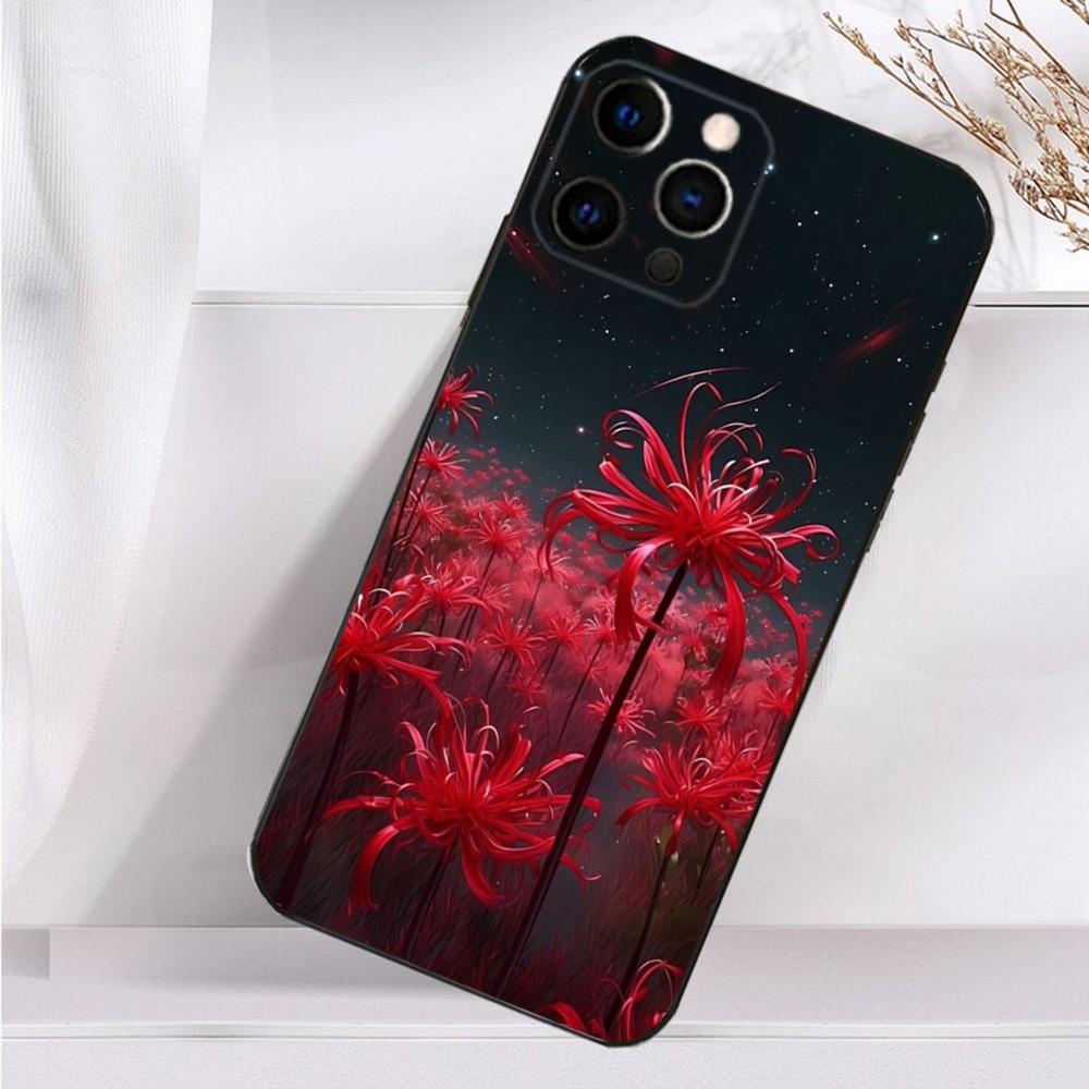 Rote Spinnenlilie Handyhülle Für iPhone 16,15,14,13,12,11 Plus,Pro Max,XS,X,XR,SE,Mini,8,7 Weiche Silikon Schwarze Hülle
