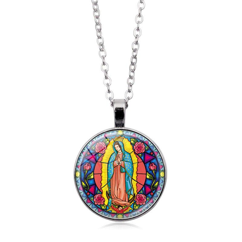 

Cross Fashionable Alloy Chain Necklace With Jesus And Virgin Mary Pendants For All Occasions StyleM
