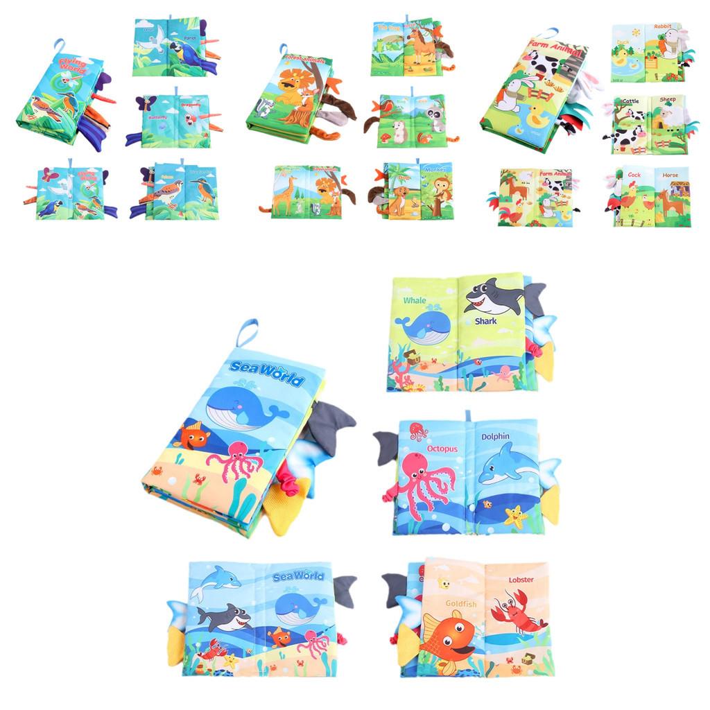 Baby Ocean Forest Flying Animal Tail Cloth Book Early Education Toy With Rustling Paper