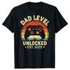Lustiger Papa Level Freigeschaltet 2026 Aufgestiegen zum Papa Videospieler T-Shirt Sommer Herren T-Shirts Baumwolle Kurzarm Übergroße Tops