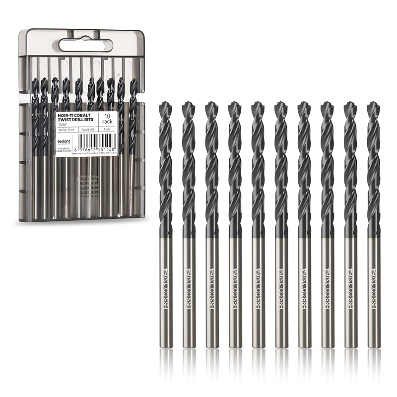 toolant Cobalt Drill Bit Set for Metal and Steel (Pro), Titanium Aluminum Nitride Coated (TiAlN) with Point Tip, for Hardened Metal, Stainless Steel,