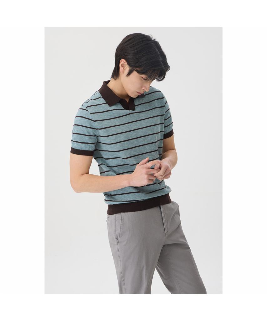 BRENTWOOD [Selection] Washable Line Contrast Polo Neck Sweater Brwam26821Mix