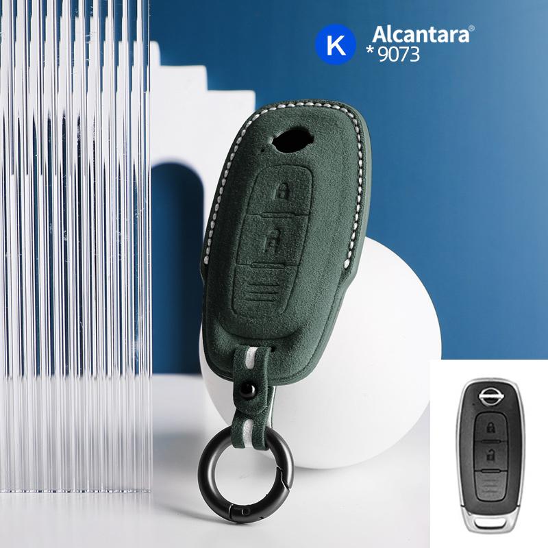 Car Key Case Cover Holder Key Buckle Alcantara For 2022-2023 Nissan X-trail T33 Qashqai J12 Teana Altima Ariya Keychain