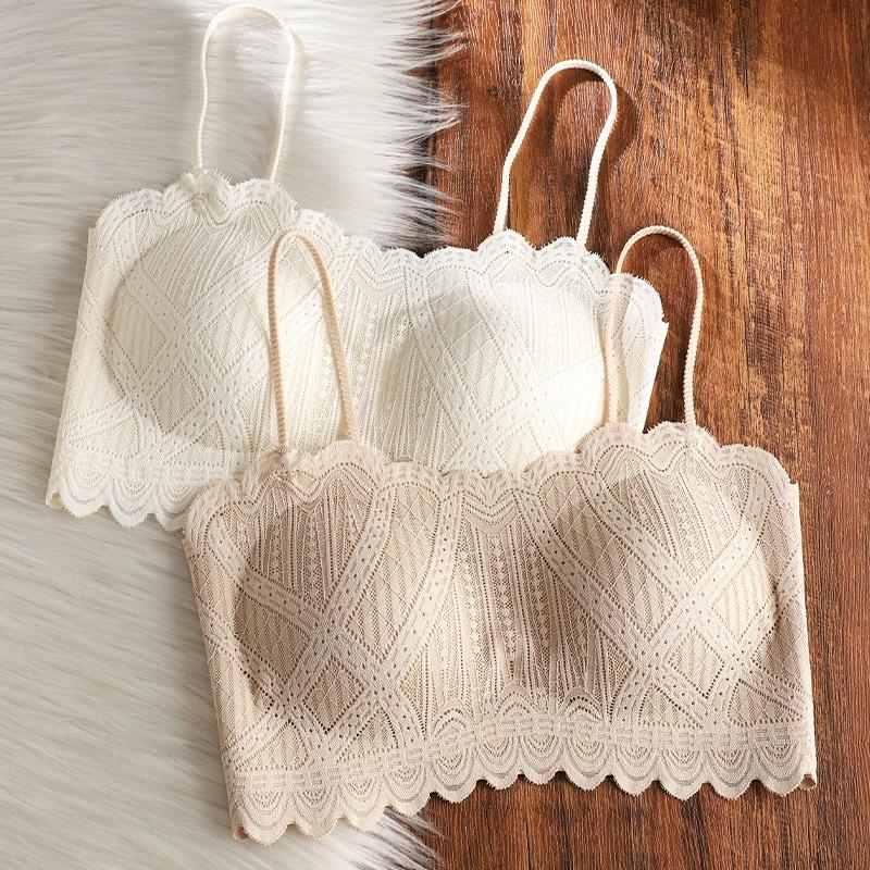 Kablosuz Dantel Straplez Üst Anti-Exposure Arkası Açık Kadın Günlük Bralet Sütyen