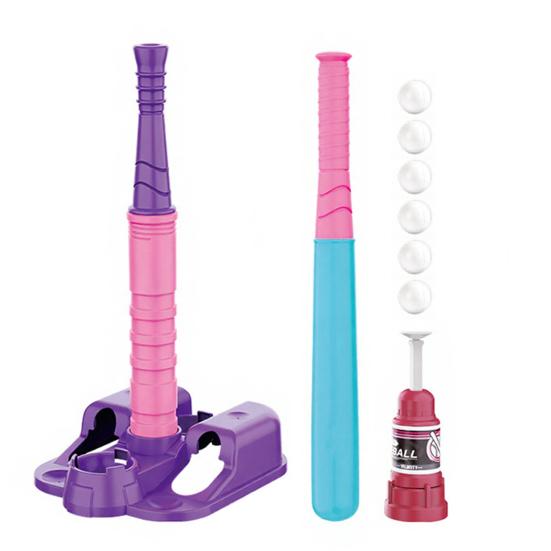 T-Ball Set for Kids Ball Launcher T Ball Stand Baseball Bat And 6 Baseballs Set Toddlers Outdoor Toys for Boys Girls