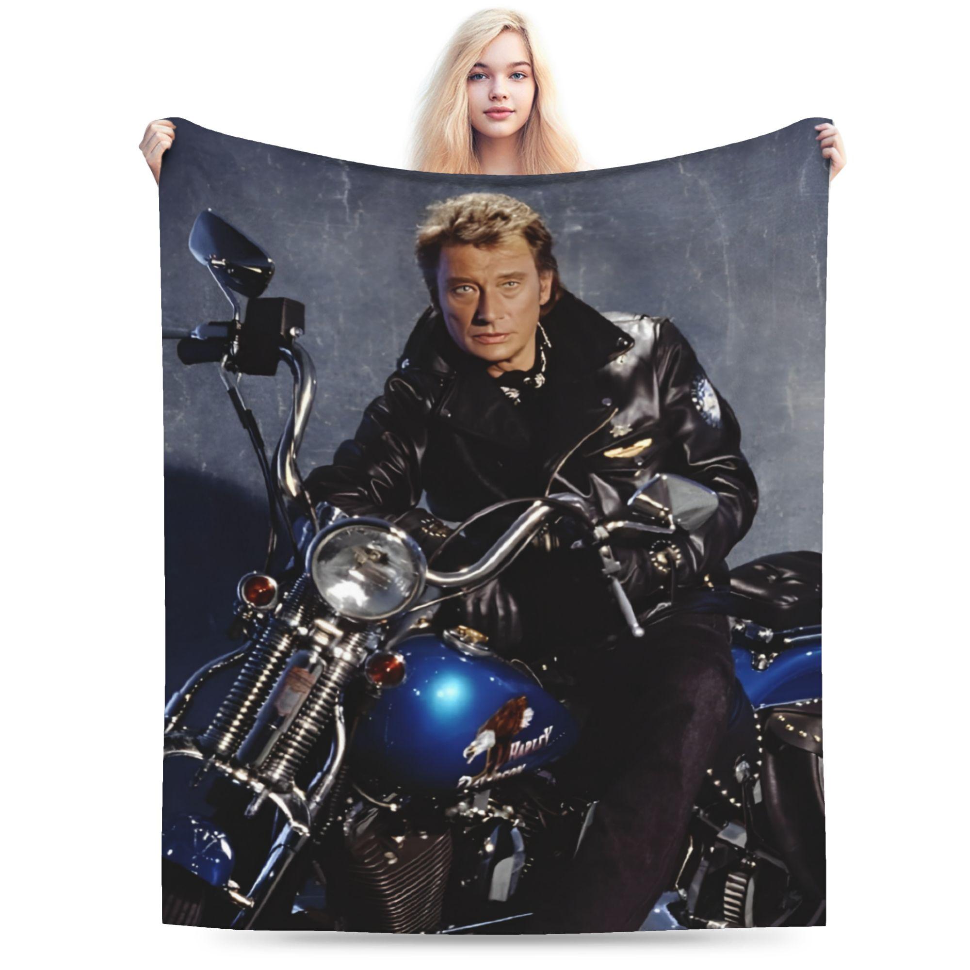 

Johnny Hallyday Rock Flannel Blankets Customized Throw Blanket for Bed Sofa Couch 150*125cm Bedspread 200x150cm 80x60in