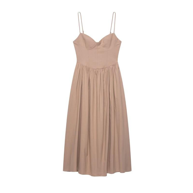 European American Women s Clothing Summer Slimming High Waist Tube Top Suspender Dress XS хаки