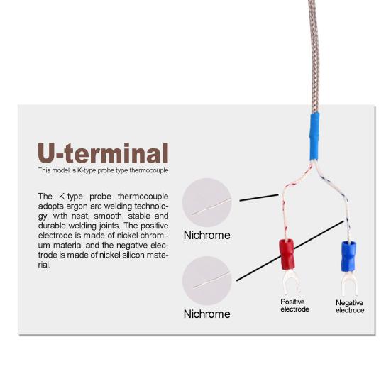 1/2/3/4/5m K-Type Thermocouple 30mm Probe Temperature Sensor Meter M8 Thread