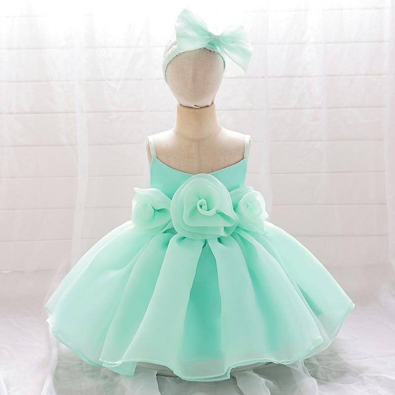 Baby Girls Princess Dress 3D Flower Formal Gown Piano Performance Wedding Party