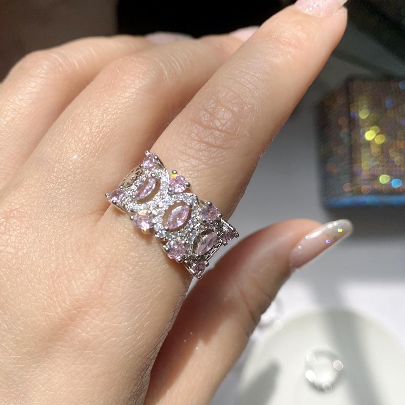 2026 Fashion Trend, Plated with 18K Gold, Dark Purple Zirconium Bright Personality Niche Index Finger Ring
