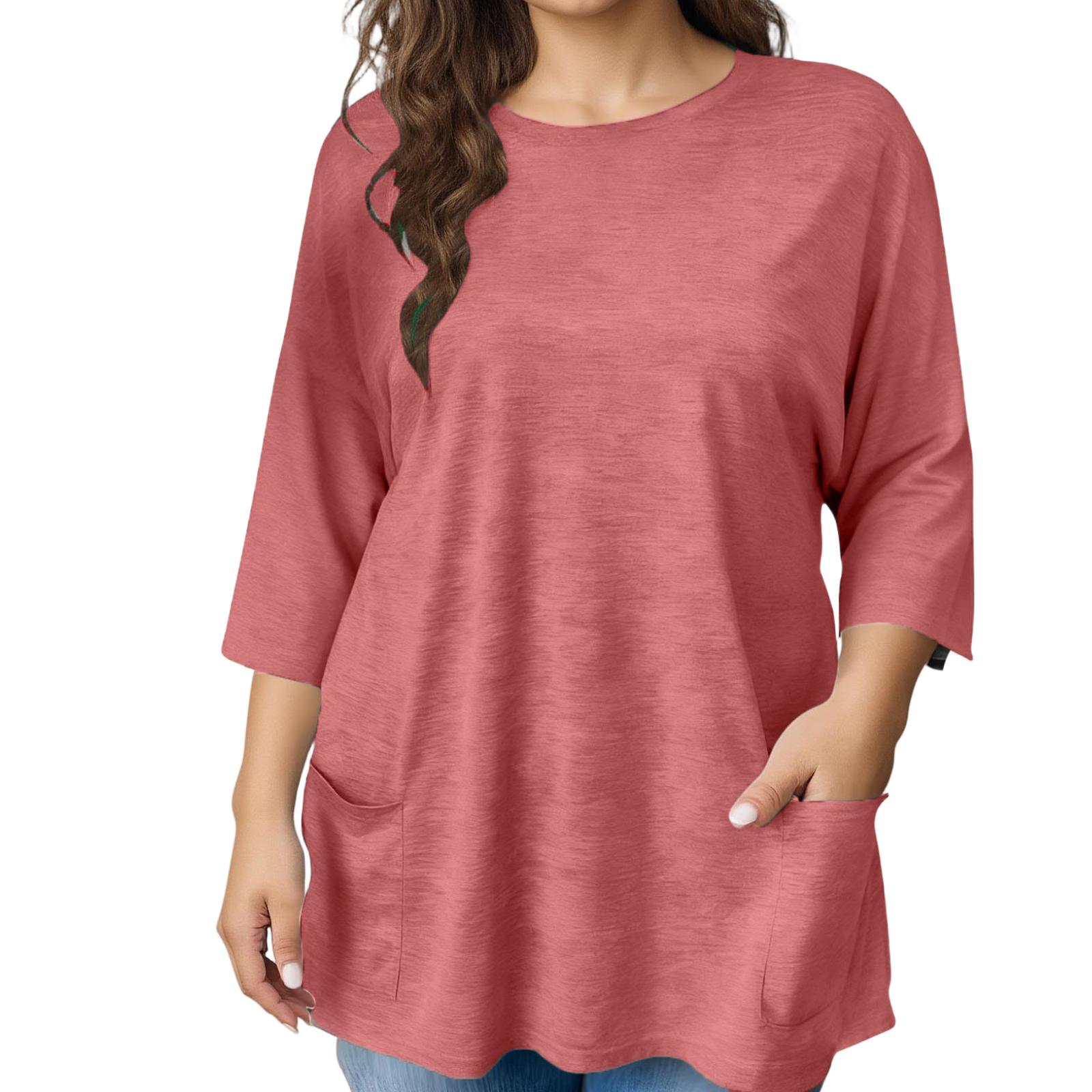 

Women s Fashionable Short Sleeve Elegant Commuting And Casual Top XL кавун червоний колір