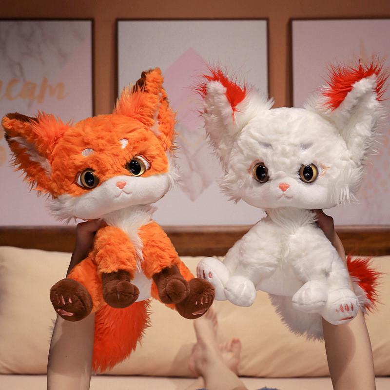 Adorable Plush Winter Snow Fox Toy Cuddle Pillow Soft Stuffed Animal Gift For Girls