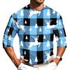 Men's Casual 3/4 Sleeve Neck T-Shirt with Christmas Print Holiday Top