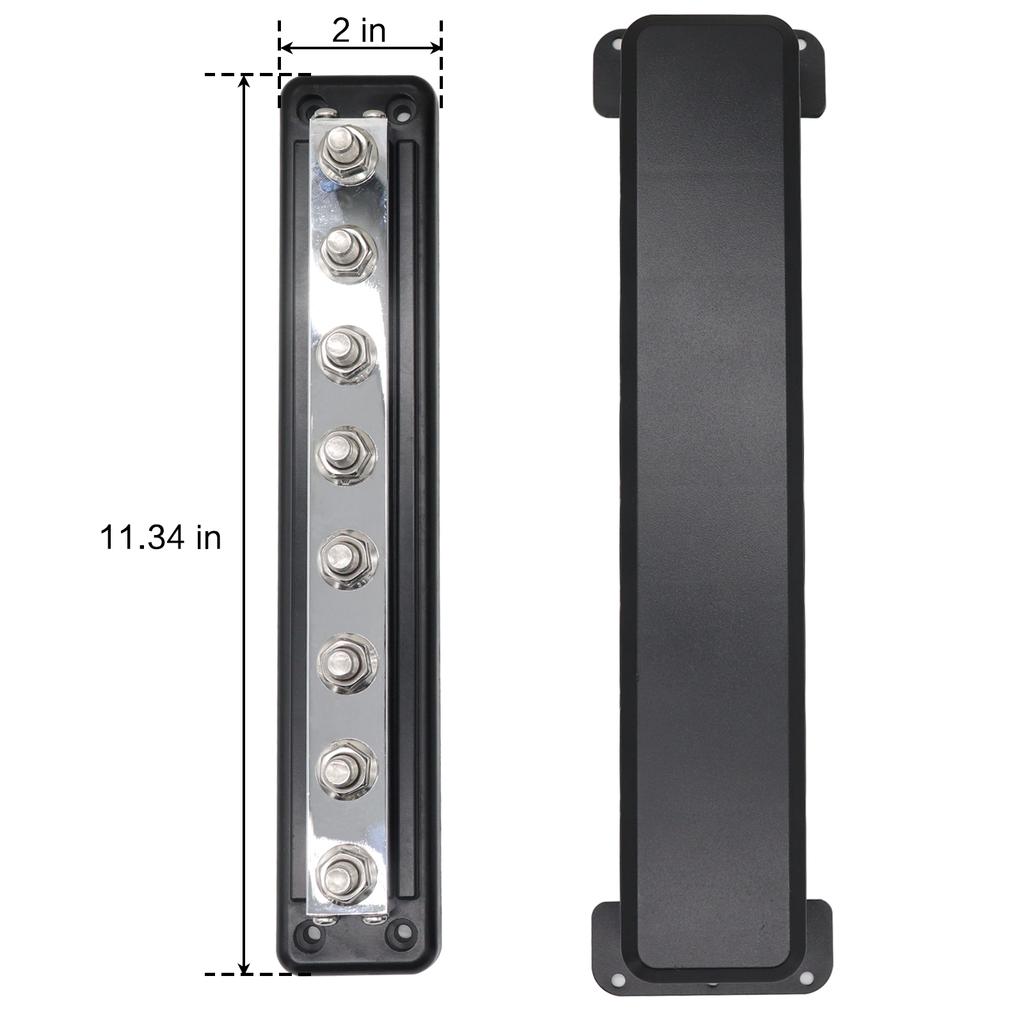 Bloco de Distribuição de Energia de Barra de Barramento de Cobre de Alta Resistência 600A 8xM10 (3/8 ") Terminais com Tampa Barra de Barramento de Bateria para Carro Caminhão Barco
