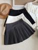 Petite College Style Dark Grey Wool Plaid Pleated High-Waisted A-Line Skirt - Women's 2025 Autumn/Winter Short Skirt