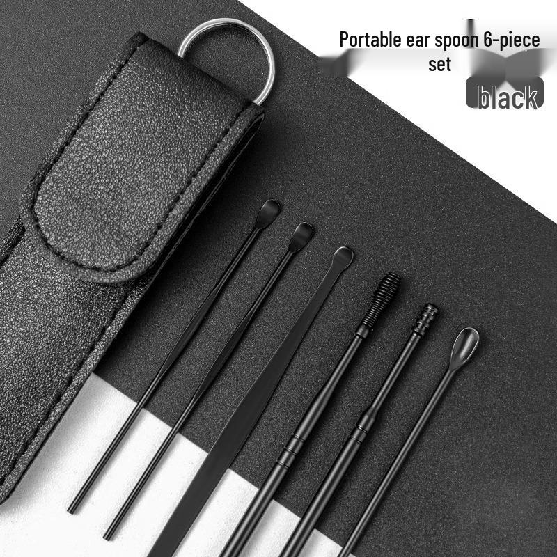 Stainless Steel 6-Piece Ear Cleaning Set for Adults & Children - Spiral Ear Pick Cleaners