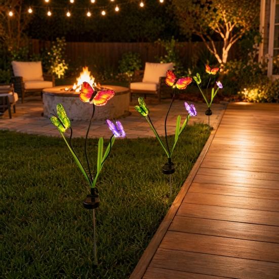 Solar Butterfly Flower Light Garden Lights Outdoor LED Waterproof