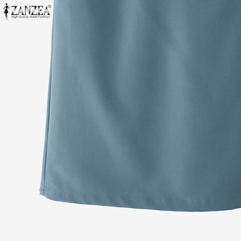 ZANZEA Damen Lässige Elastische Taille Einfarbig Weite Caprihosen