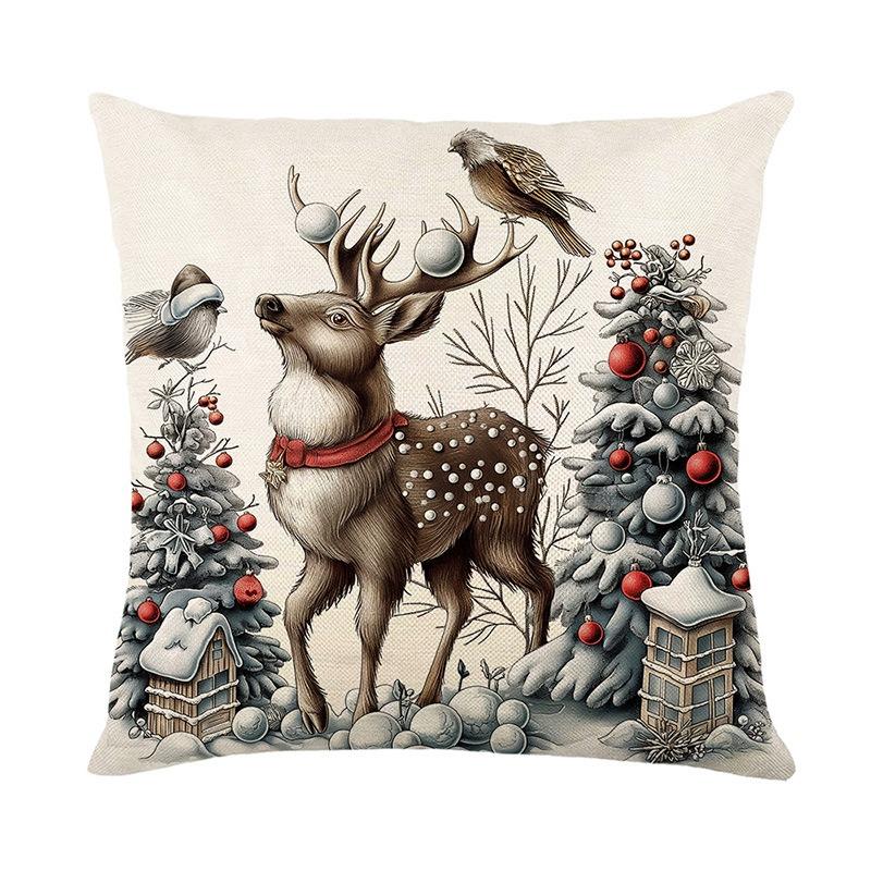 Christmas home decoration pillow cover Santa Claus Fawn Snowman printed sofa cushion suite room decoration friend gift
