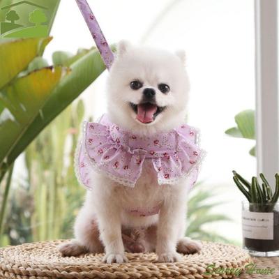 Anti Loss Kawaii Dog Harness Leash Set Adjustable Floral Design Pet Vest Style Harness With Leash Lace Dress Pet Chest Strap Cat