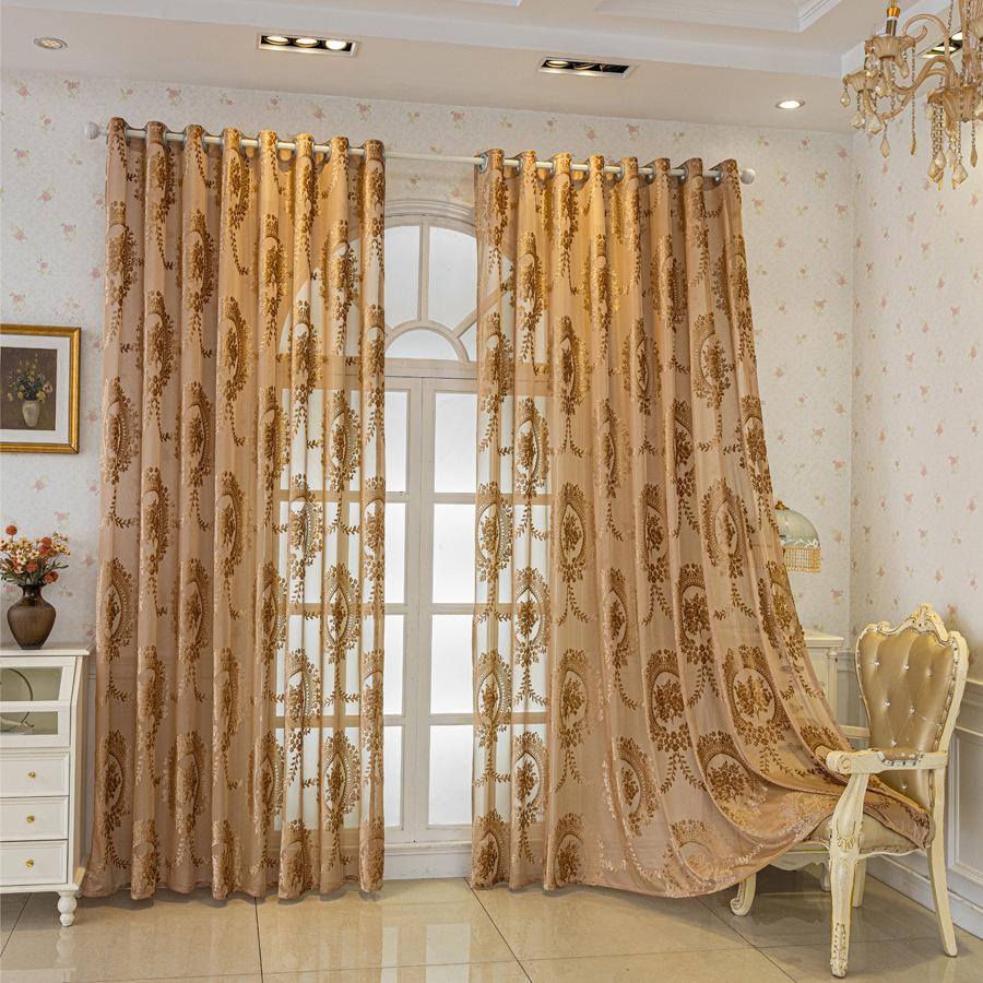 European-style Thickened Jacquard Curtains, Romantic Floral Patterns Curtain for Living Room Balcony Dining Room Home Decoration
