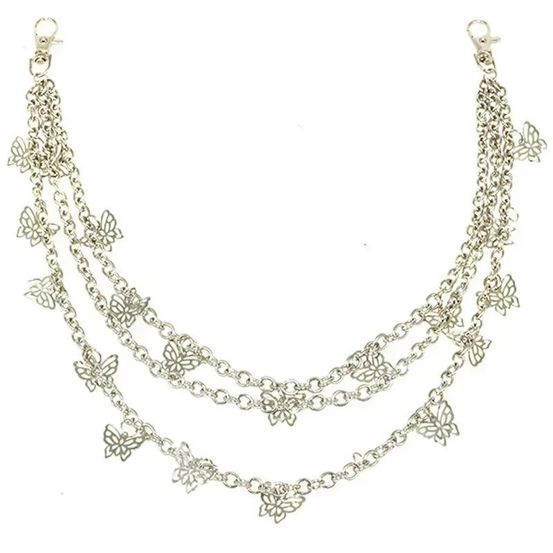 

Панк-стиль, мода, уличная одежда, пояс-бабочка, цепочка на талии, брюки, многослойные, хип-хоп, вязаные крючком, брюки, аксессуары, креативные подарки Waist chain