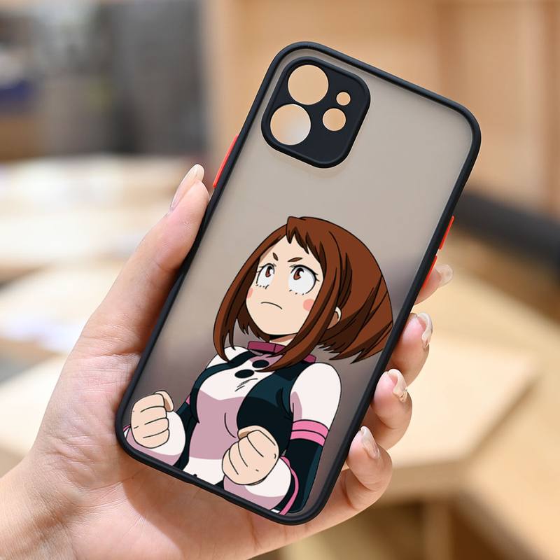 Ochaco Uraraka My Hero Academia Anime Phone Case Matte Transparent  For Iphone 7 8 11 12 13 Plus Mini X Xs Xr Pro Max Cover