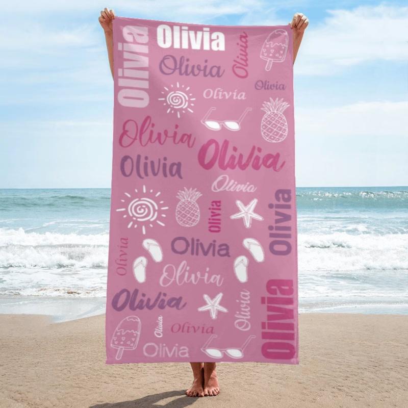 Newest Green Red Pink Towel Oliver Teal Tropical Beach Element Print Beach Towel Microfiber Quick Dry Kids Towel